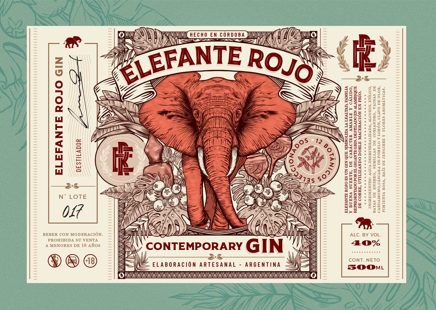 Gin Elefante Rojo杜松子酒包裝設(shè)計(jì)(圖1) Gin Elefante Rojo杜松子酒包裝設(shè)計(jì)(圖1)