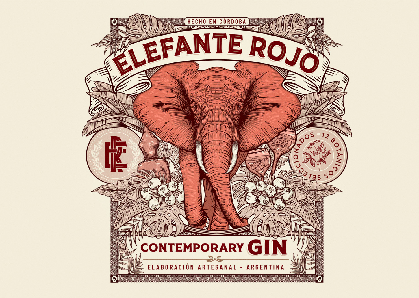 Gin Elefante Rojo杜松子酒包裝設(shè)計(jì)(圖2) Gin Elefante Rojo杜松子酒包裝設(shè)計(jì)(圖2)