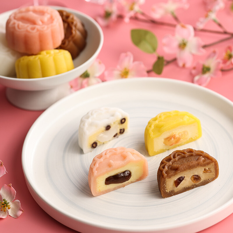 利口福 粉芝戀人 法式乳酪冰皮月餅禮盒 8餅4味 480g包裝禮盒產(chǎn)品包裝創(chuàng)意設(shè)計欣賞(圖4)