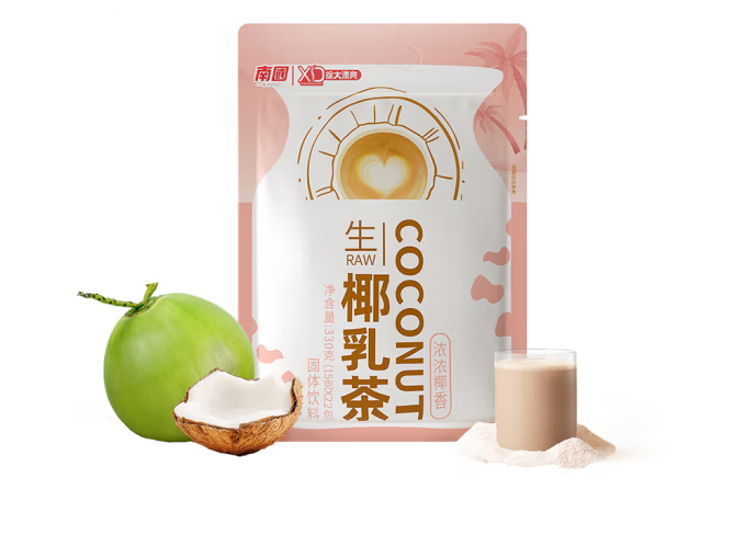 生椰乳茶的包裝袋設(shè)計作品欣賞(圖1) 生椰乳茶的包裝袋設(shè)計作品欣賞(圖1)