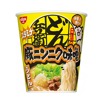 包裝設(shè)計(jì)公司推薦日清的耐力源源不斷的兵衛(wèi)豬大蒜味增烏冬面日清食品包裝設(shè)計(jì)欣賞(圖1)