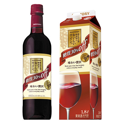 包裝設計公司推薦無抗氧化劑的美味葡萄酒。糖分折扣紅色三得利葡萄酒國際酒類包裝設計(圖1)